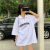 索宛亦（SUOWANYI）polo衫短袖T恤女夏韩版新款中长款宽松字母大码胖mm200斤短袖上衣 白色 M 80-100