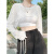 浪莎（LangSha）夏季半截短款防晒罩衫女韩版新款宽松长袖网纱薄款打底衫上衣 白色 S CZM 80-90斤