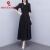 梦娇特雪纺连衣裙子女士装夏季2024新款黑色高端洋气显瘦气质时髦长裙 红色 M(90-100斤)