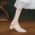 鞋柜（shoebox）达芙妮集团旗下夏季新款中跟晚晚风温柔珍珠网纱仙女风粗跟凉鞋女 米色（3厘米跟高） 34