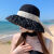 乔芈遮阳帽子女夏季海边度假蕾丝防紫外线防晒洋气出游太阳帽渔夫帽女 黑色 均码(可调节)