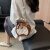 酷奇袋鼠（KUQIDAISHU）小众设计包包女2024新款高级感菱格绣线手提小圆包时尚单肩斜挎包 棕拼米白