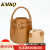 KMKQ手提包子母袋水桶包设计感褶皱单肩包斜挎包 抹茶绿