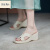 EBRUK MARE森马同品凉鞋女夏季坡跟拖鞋女高跟外穿时尚时髦2024韩国厚底休闲 米白色 35