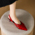 QNGTABAIN法式优雅半包头凉鞋女尖头细跟猫跟鞋后空时尚气质小众春夏季 红色 40
