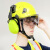 多功能工地护目防砸安全帽男隔音降噪耳罩新建筑工程头帽印字 萤光黄帽+太阳眼镜+G07E耳罩