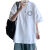 月袖（YUEXIU）2024年新款短袖T恤男潮流宽松五分袖半袖衣服休闲学生百搭打底衫 白色T206 S
