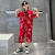 迪士尼（Disney）儿童装男童汉服夏装套装2024新款唐装中大童古风男孩夏季中国风潮 红色 110 cm