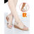 羽巴伦品牌女鞋夏坡跟凉鞋女夏季2024新款外穿精致软底中跟时尚中年女士 米白色 39