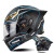 摩托车头盔男女全盔带蓝牙耳机内置一体揭面盔电动机车骑行 磨砂黑蓝花带尾翼 M