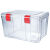 密封食盒箱  加厚大容量储物箱 温度湿度显示箱 防潮透明箱 药材收纳盒 红色扣大号【升级款带温湿度表】