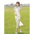 婍妡（Qeeshine）复古旗袍新款2024改良女年轻款夏季日常可穿新中式国风长款 雨江南 D129 3XL 建议145-160斤