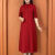 揽麦春秋穿的长袖直筒裙女士内搭季长款大富婆连衣裙纯色高档 红色（2朵玫瑰款） XL建议90115斤