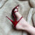 踏驰红蜻蜓一字带露趾凉鞋女2024年夏季新款气质漆皮高跟鞋细跟性 酒红色 9公分 35