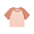 Championt恤撞色拼色运动插肩袖短袖圆领上衣女 粉色拼接 S