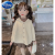 迪士尼（Disney）女童秋装毛衣套装2023新款韩版学院风针织开衫外套儿童洋气百褶裙 蝙蝠袖连帽针织开衫外套 90码(建议身高80-90厘米)