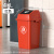 正方形带盖垃圾桶户外商用大容量厨房卫生间餐饮专用2023 40L正方红色带盖