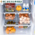 花乐集冰箱收纳盒鸡蛋厨房保鲜冰柜储物盒多功能食品抽屉式塑料食物透明 8格*1个装