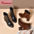 RueDeseine（RUEDESEINE）高粗靴女跟马丁新款跟尖头加绒复古女秋冬季棕色短靴20 黑色(单里)3厘米 34