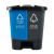 庄太太【60L蓝色可回收物+灰色其他垃圾/个】商用新国标北京桶分类垃圾桶双桶脚踏式垃圾桶带盖ZTT-HKHF02