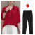 UOSU长袖衬衫时尚气质衬衣高级洋气中式盘扣上衣小衫 红色+254黑色 JC-0606 4XL 145斤左右
