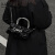 袋鼠（KANGAROO）小众设计手提包包女2024新款潮高级感蝴蝶结褶皱云朵包链条斜挎包 黑色 配有长肩带