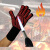 耐高温手套热工业铸造铝箔隔热牛皮耐磨炉前工烤箱消防手套 红色火焰隔热手套 均码