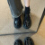 贾不假小皮鞋女2024春秋季新款单鞋法式复古时尚浅口粗跟玛丽珍鞋 米白色 36
