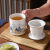 京清福 中式带盖陶瓷茶杯办公室会议杯茶水分离茶漏杯泡茶杯 金边