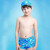 宜肤儿童泳衣男童平角泳裤游泳衣带帽套装 1508浅蓝 M