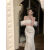 NXRP礼服女宴会晚礼服浮世舞会白色一字肩连衣裙2024新款高级感显身材 米白色 S