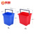 鸣固 保洁分色水桶 清洁车塑料桶清洁车分类塑料桶 绿色（4升）