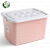 军澜 120L粉红色 透明收纳箱玩具杂物收纳盒衣服整理盒塑料带轮