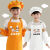 山头林村儿童厨师帽三件套小小厨师服围裙定制LOGO幼儿园小孩绘画烘焙表演 橙色（围裙帽子袖套） 小小厨师图 成人码(适合150-180高）