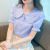 乔骏晟夏季2024年女士衬衣时尚减龄衬衫洋气娃娃领上衣短袖 白色 S