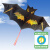 可爱布丁 大型风筝2米卡通蝙蝠风筝配300米线轮户外亲子10岁互动运动玩具