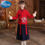 迪士尼（Disney）六一儿童节演出服中山装儿童国学服汉服男女童中国风书童古装小学 女孩红色 （头花+书简） 100cm