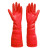 40cm加长款手套乳胶橡胶防水洗衣厨房做家务工作劳保手套 5双装 红色 中号M男女均码