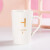创意陶瓷咖啡马克杯带盖勺个性潮流牛奶喝水杯子男女早餐茶杯 白色-H单杯