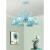 花灯罩地中海风格蓝色吊灯简约温馨客厅灯卧室灯餐厅儿童房装饰灯 淡蓝色8头+玻璃灯罩