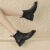 迪芙斯（D:FUSE）短靴女冬季新款英伦风复古雕花短靴女DF3411807C  单层 黑色 35