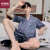 俞兆林（YUZHAOLIN）品牌男士睡衣夏季新款冰凉感冰丝短袖套装休闲可外穿家居服男 WR504 XL
