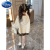 迪士尼（Disney）女童秋装毛衣套装2023新款韩版学院风针织开衫外套儿童洋气百褶裙 蝙蝠袖连帽针织开衫外套 90码(建议身高80-90厘米)