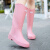 东部工品日系雨鞋女款时尚外穿套鞋轻便防水胶鞋工作防滑成人高筒雨靴 粉色 40