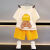 迪士尼（Disney）两件套新款童装 夏季儿童休闲套装男童短袖华夫格宝宝夏季T恤装 PM01-黄帽子短裤 80cm 建议70-80cm身高