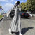 西域骆驼（VANCAMEL）防晒衣女夏季2024新款可外穿电动车长款全身防晒服罩衫薄 长款大帽檐灰色 L 80-130斤