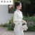 思凯台列（SkyTulip）新中式旗袍2023新款冬季年轻款气质加绒长袖复古改良连衣裙中长款 米白色 WQ二2365 S