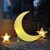 定制发光月亮灯户外景区庭院装饰灯弯月座椅打卡月牙太阳能月球灯 1.4米月亮+星星