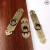 新中式铜抽屉横条拉手单孔圆形仿古衣柜门把手进宝明装铜配件 黄铜色(长12cm*宽3.2cm)螺丝款