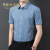 VILVKELIS 英伦克里斯夏季薄款中年男士短袖恤潮流竖条纹休闲衬衣时尚装商务上衣 蓝条色 165/S (适合105-120斤)
